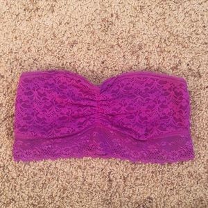 Aerie Magenta Strapless Lace Bandeau Bralette